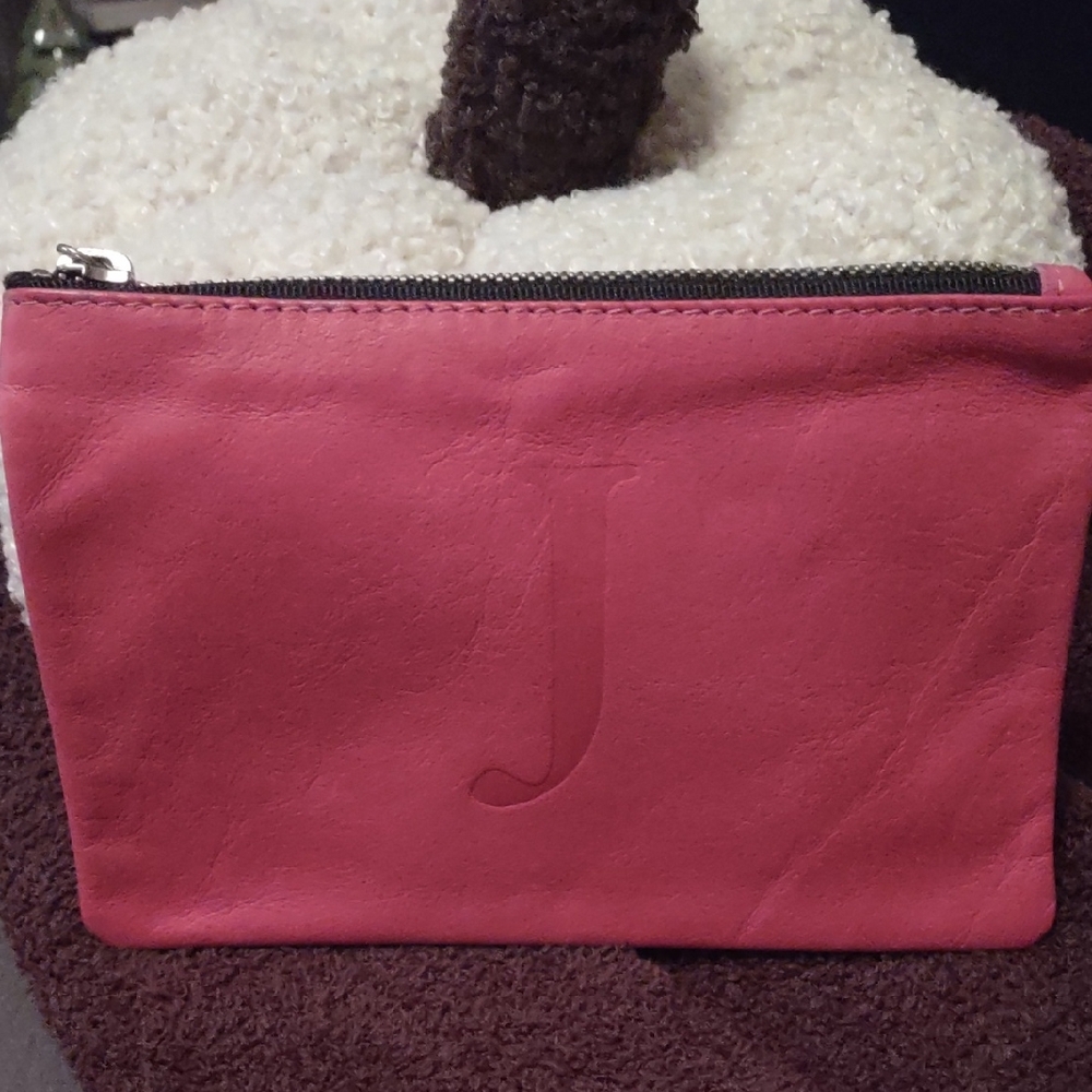 Jesse & Co Leather Initial J Zipper Pouch